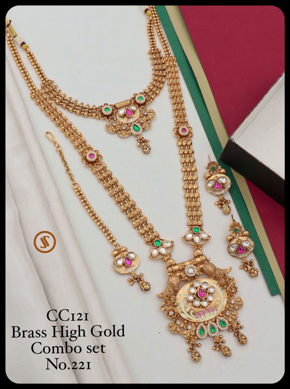 221 CC Bridal Wear Brass High Matte Gold Combo Set
